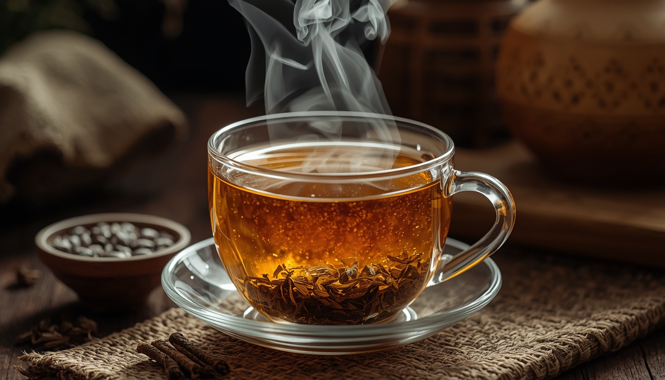 Flourishcleania steaming cup of herbal tea